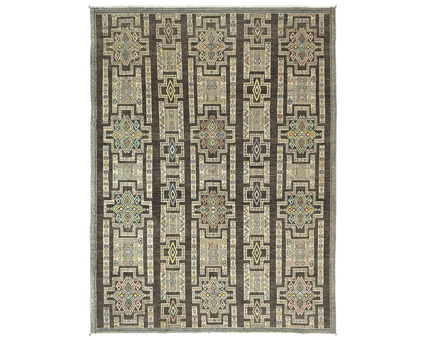 9x12 Zeigler Brown Afghan Hand Knotted Wool Area Rug